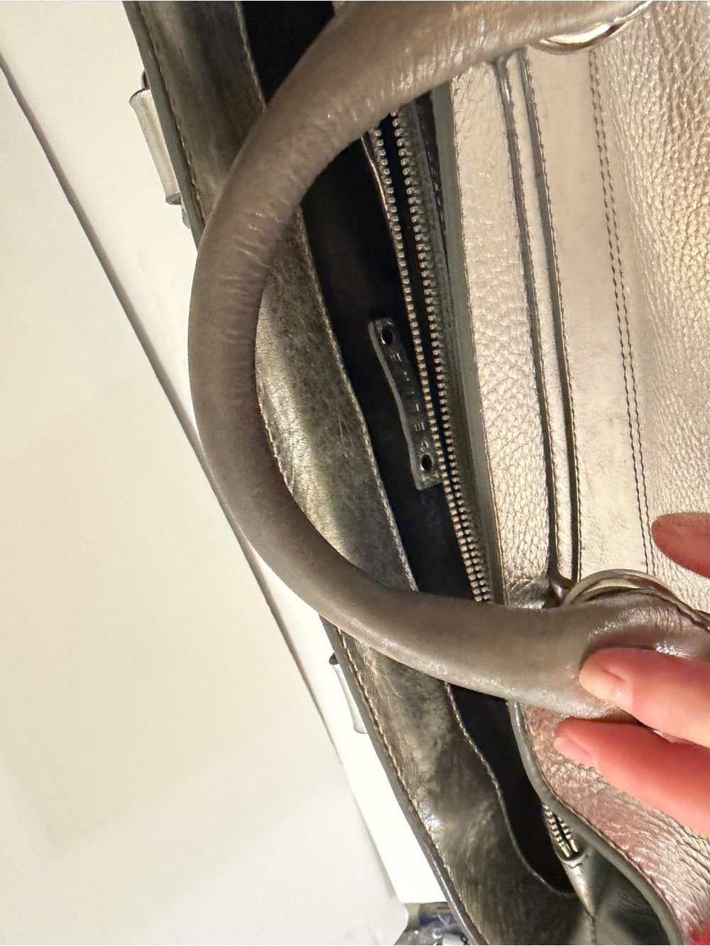 Celine Metallic Silver Pebbled Leather Boogie Tote - Picture 16 of 16